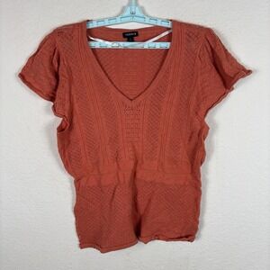 Torrid Womens Shirt Sz 1 Short Sleeve Blouse Comfort Solid Soft Excellent